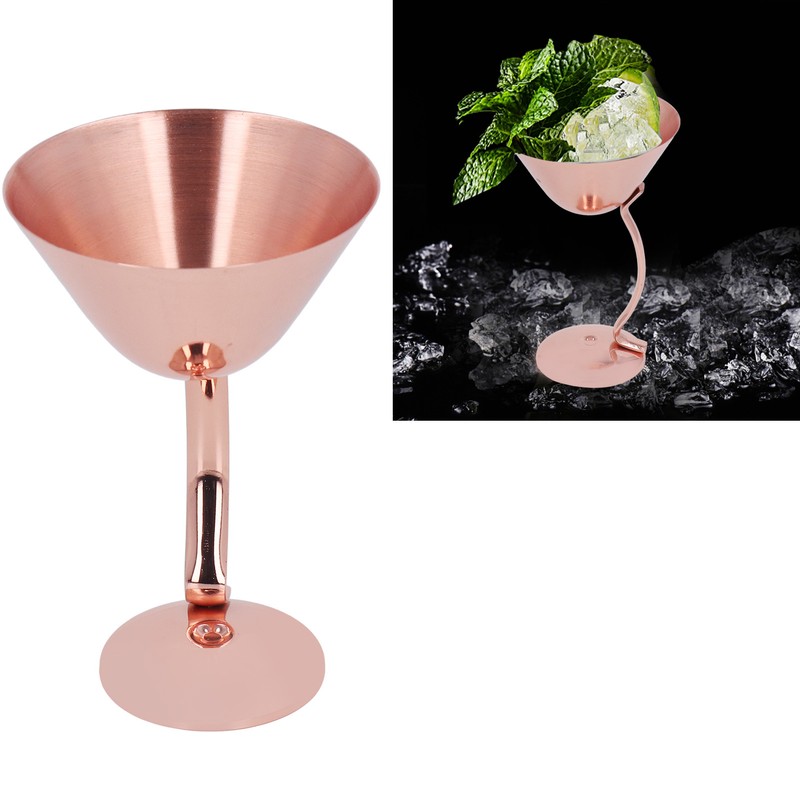 150ml Stainless Steel Martini Cocktail Glass Copper Plated Metal Wine