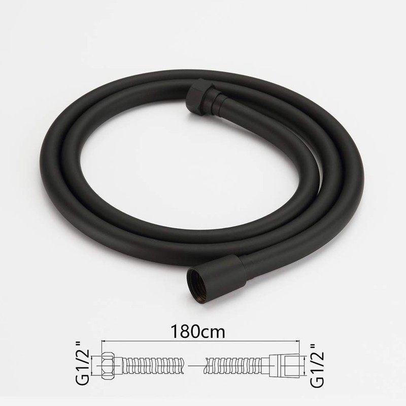 GRIFEMA G852B-18 PVC Smooth Black Universal Shower Hose 1.8m, Replacement