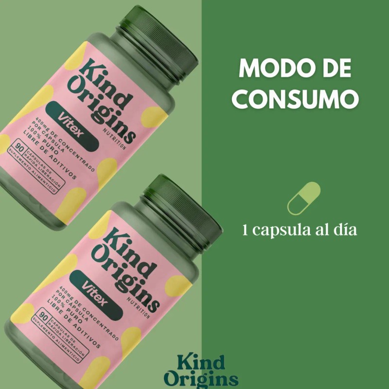 Vitex Orgánico 100% Puro Con 90 Cápsulas By Kind Origins
