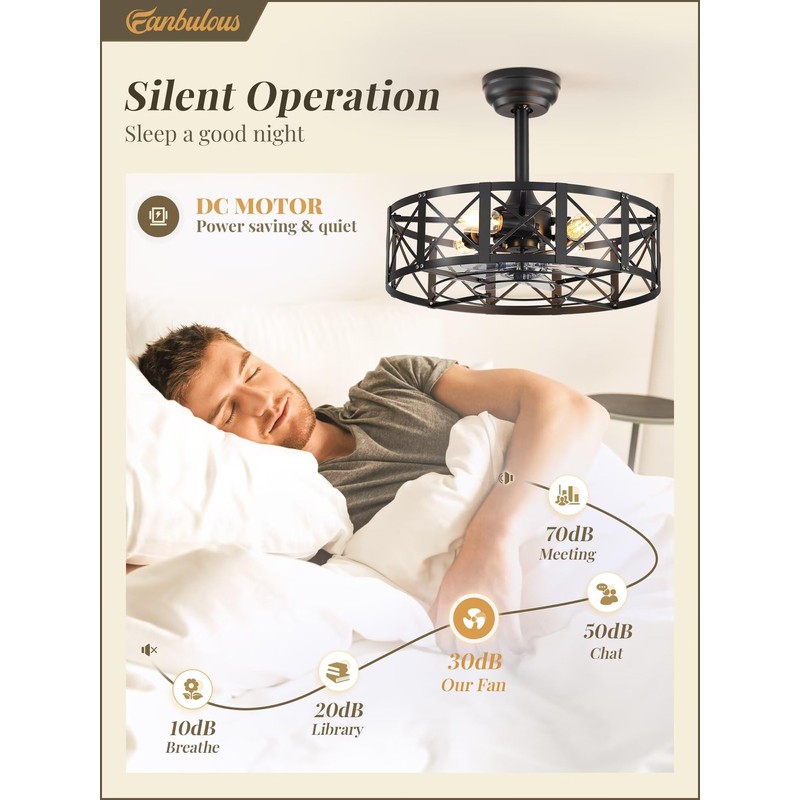 Fanbulous 20 Inch Fandelier Caged Ceiling Fans with Lights and