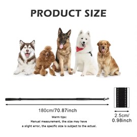 Heavy Duty Dog Leashes with 2 Handles by Padded Traffic Handle for Extra Control, 180cm x 2.5cm Dog-Lead with Highly Reflective Threads, Perfect for Medium to Large Dogs