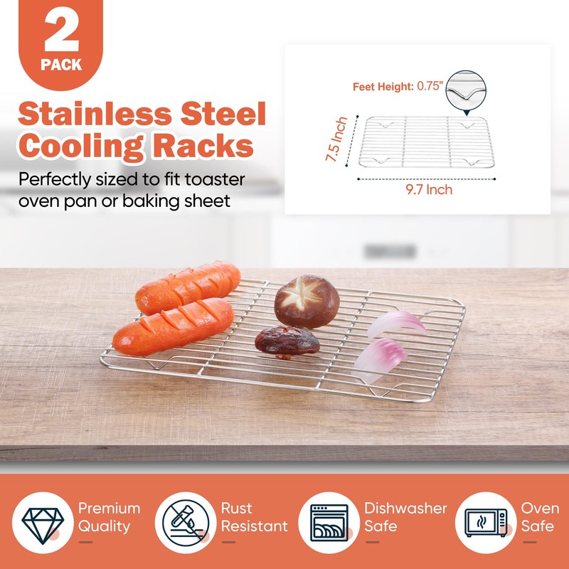 Homikit 2 Pack Small Baking Cooling Racks, 9.7 * 7.5