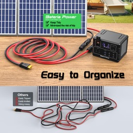 Bateria Power Solar to XT60 Charge Extension Cable with Solar Connectors Caps, Combined Wire Solar Connector to XT60 Adapter Cable for Solar Panel to Battery RV Power Station Generator 12AWG 25FT