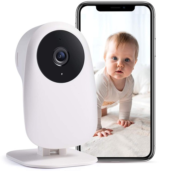 Nooie Baby Monitor WiFi Smart Baby Camera 1080P with Night Vision Motion & Sound Detection 2.4Ghz Remote Control Camera for Indoor Baby Nanny and Pet Monitor, Compatible with Alexa