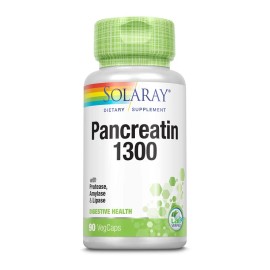 Solaray Pancreatin 1300 | Pancreatic Digestive Enzymes Plus Papaya for Healthy Digestion Support - 90 VegCaps, 90 Serv.