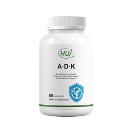 HUJ ADK Supplement, 60 Capsules, Calcium, Vitamins A, D3, K2 (MK-7)