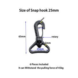 Baikeen Plastic Snap Hooks,Plastic Swivel Snaphook Push Gate Clip Rotary Snaphook Rotate Claw Snap Clip Buckle Clasp Hooks for Strap (25mm(1") - 6 pieces)