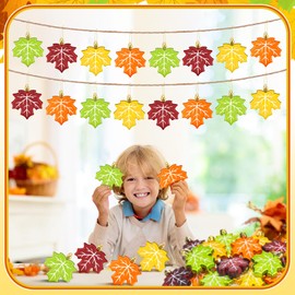 Zeyune Thanksgiving Maple Leaf Tree Ornaments Fall Maple Leaf Hanging Pendant Plastic Harvest Maple Leaf Hanging Decor Autumn Hanging Leaves for Party Supplies(24 Pcs,Maple)