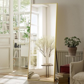 Koonmi 68"x22" Floor Mirror Full Length, Bedroom Floor Body Mirror with Stand, Gold Mirror, Leaning, Standing or Hanging Horizontally/Vertically