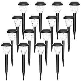 GIGALUMI 16 Pack Solar Outdoor Lights, Bright Solar Pathway Lights with Great Pattern, Waterproof Auto On/Off Solar Lights for Outside Garden Walkway Driveway Lawn Pathway