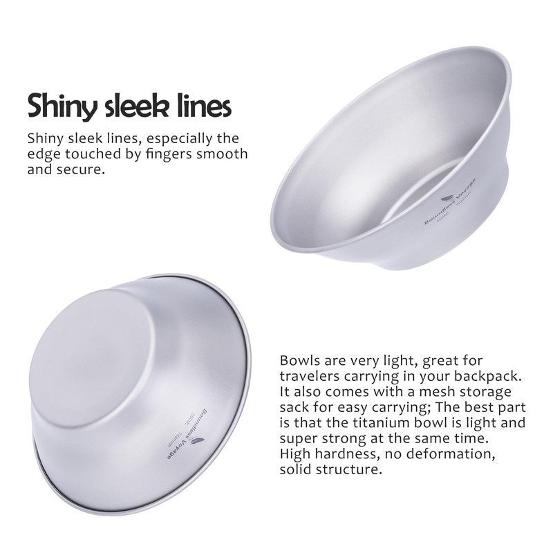 iBasingo 600ml Titanium Bowls Ultralight Tableware Single-Walled Rice Bowl Small