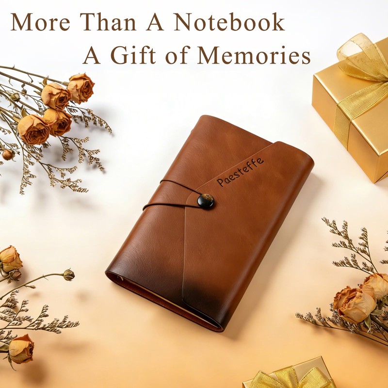 Paesteffe A6 Refillable 6-Ring Binder Notebook, Vegan Leather Journal with