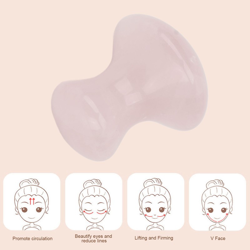 Scraping Stone Tool Mushroom Shape Pink Rose Quartz Gua Sha