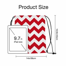 Sotunad Drawstring Bags Wave Striped Geometric Red White Simple Pattern Sport Gym Sack Drawstring Bag String Bag Yoga Bag 14x16.9 Inch