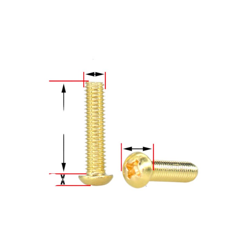 MACHSWON 10PCS M5 Brass Cross Round Head Machine Screw m5*12mm