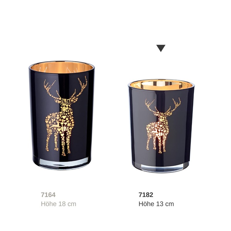 EDZARD Tea Light Holder Fancy Stag Design Black Outside Gold