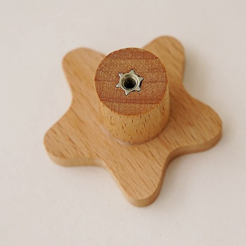 ED-Lumos 6 Pieces Cabinet Knobs Moon Star Cloud Wood Design