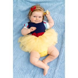 Little Adventures Baby Snow White Dress Onesie - Machine Washable with No Glitter (0-3 Months)