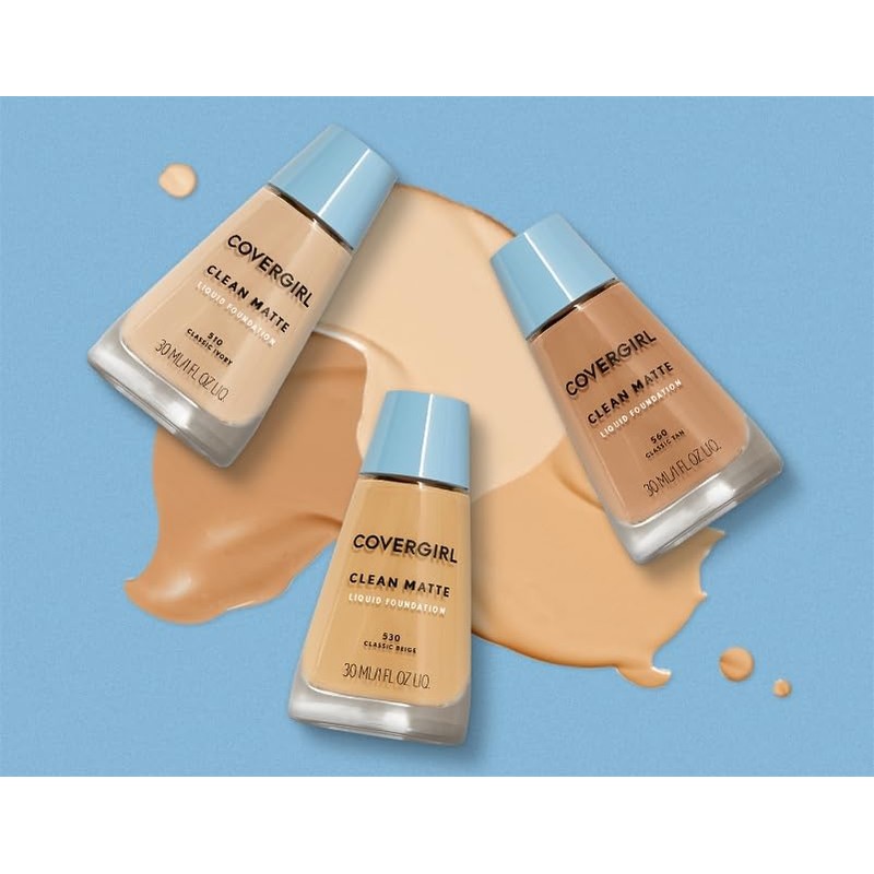 COVERGIRL, Clean Matte Liquid Foundation, Ivory 505, 1 oz, 1