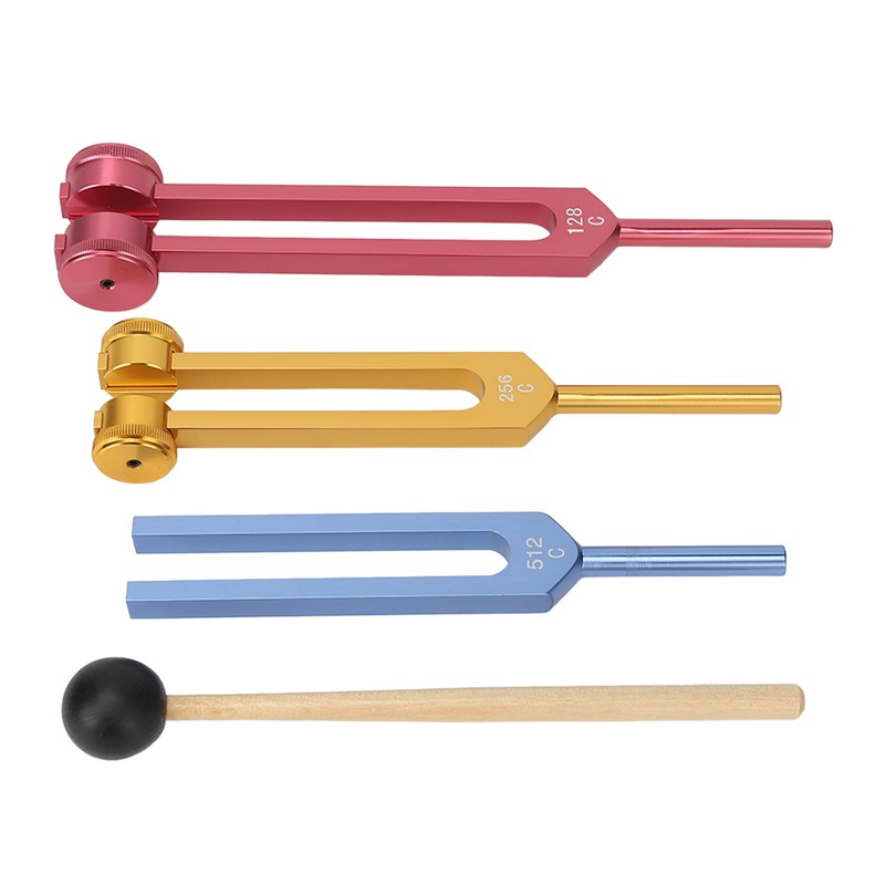 Tuning Forks Set for Healing with Mallet 3 Color Weighted