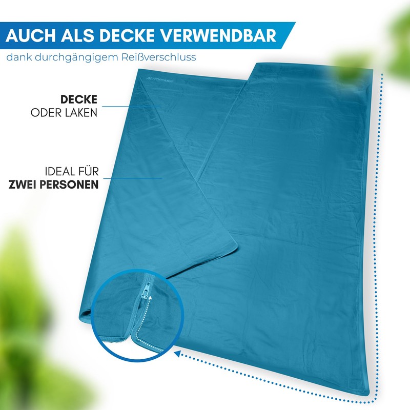 NORDMUT® Sleeping Bag Cotton Ultralight with Full Zip [480g] Travel
