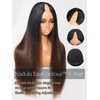 Nadula Ombre Brown Yaki Straight V Part Wig Human Hair