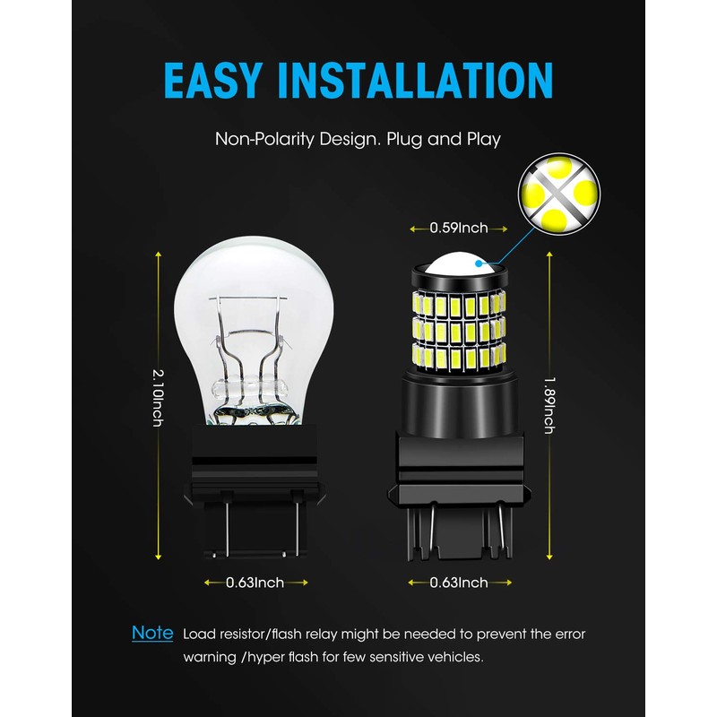 Yorkim 3157 Led Bulb White 3156 Led Reverse Lights with