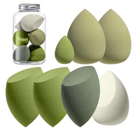 BS-MALL Makeup Sponge 7 Pcs blender sponge for Liquid, Cream, and Powder, Multi-colored Makeup Sponges Green