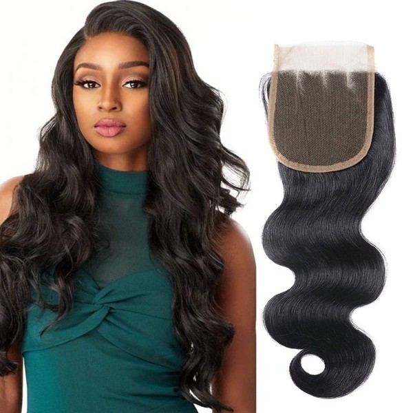 4x4 Transparent HD Lace Closure Only Body Wave Hair Closure Invisible Lace Closure 12A Brazilian Virgin Remy Human Hair Lace Closure Pre Plucked with Baby Hair Natural Black 24 Inch