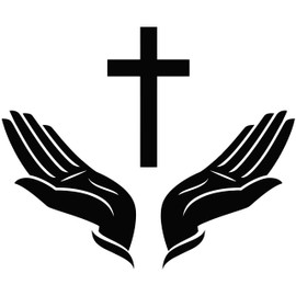 Large Vinyl Wall Decal Praying Hands Christian Symbol Cross Decor Stickers Mural (g9389) Black