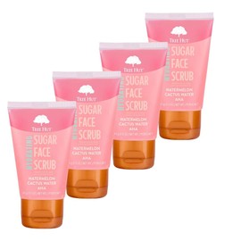 Watermelon & Cactus Hydrating Face Scrub – 1.5 fl oz, Deep Pore Cleanser with AHA, Exfoliates Skin & Impurities, Vegan & Free of Parabens & Sulfates, VitaBoost™ Loofah (Pack of 4, Watermelon & Cactus)