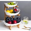 YYW 3 Tier Fruit Basket, White Ceramic Fruit Bowl for