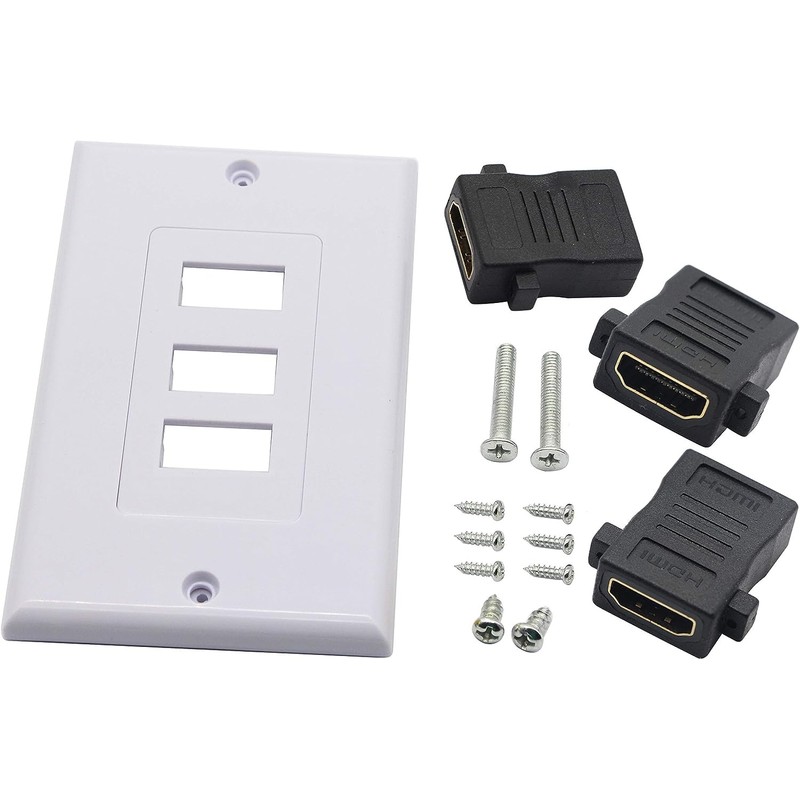 zdyCGTime 3-Port HDMI 2.0 Decorative Wall Plate - HDMI, Component,