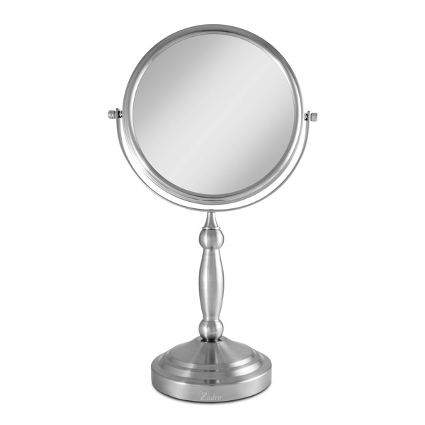 Zadro 10X/1X Magnification Two-Sided Swivel Vanity Makeup Mirror, Satin Nickel (VAN410)
