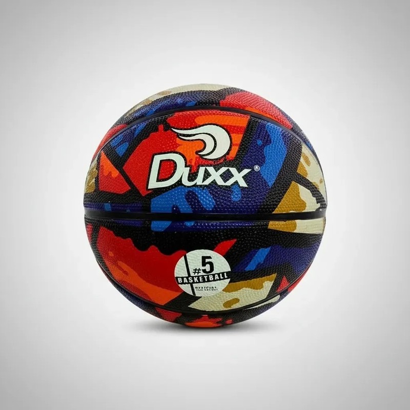 Balón De Basquet Hule Duxx Flow 5 Azul Con Rojo