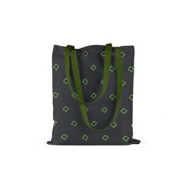 Le Jardin du Lin Printed Shopping Bag with Green Long Handles, Reusable Bag, Foldable, Fabric Bag, Size: 34 x 40 cm