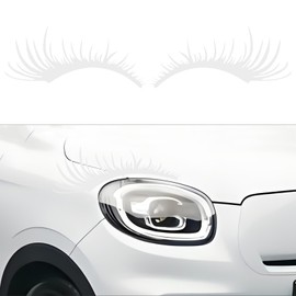 Ongfuwu 2 PCS Car Headlight Eyelashes Stickers, Auto Bumper Window Eyelashes Stickers, Fashion Fake Eyelash Stickers for Car Body, Vehicle Exterior Decoration Accessories for Car SUV Truck (White)