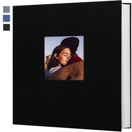 Álbum De Fotos Grande Album, Blanco Magnético DIY Álbum Recortes 40 Páginas para 27 x 28 cm, Fundas de Lino, Photo Scrapbook, Regalo de Aniversario para Parejas, Bodas, Familia (Negro)