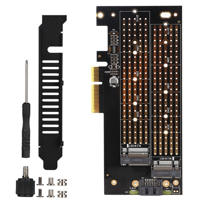 PCIE to M.2 SATA+NVME Dual Disk Expansion Card for 2230