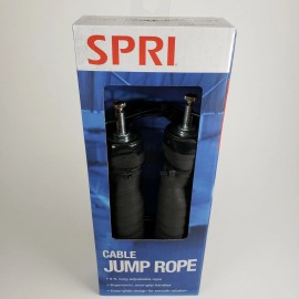 SPRI Adjustable 9 ft Covered Steel Cable Jump Rope, Black, SPRI NEW