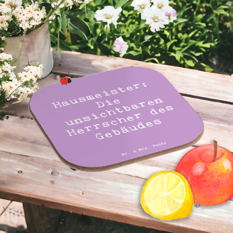 Mr. & Mrs. Panda Holz Untersetzer Spruch Hausmeister Macht -