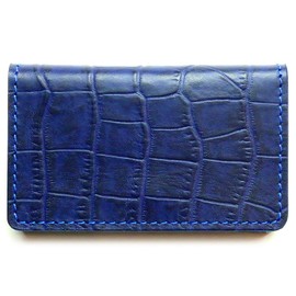 Ricky's Business Card Case with Hook Closure, Business Card, Credit Card, Leather Case Point, Members, Stamp, Card Case, Card Holder, Tochigi Leather, Leather, Genuine Leather, Rickies, 09.croco blue
