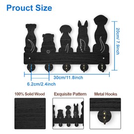 MAYJOYDIY Dog Coat Rack Wall Mount 30×20cm 5 Style Dog Back Key Holder for Wall Decorative Wood Black Key Rack Hanger Key Organizer 5 Alloy Hooks for Dog Leash Wall Art Decor Dog Lover Gift