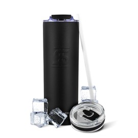 Vaso aislado de acero inoxidable para coctelera de hielo, 20 onzas, negro, más de 24 horas de frío y más de 6 horas de calor, con popote y boquilla extraíble para bebida, sin olor, agua, café, té,