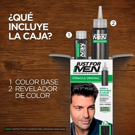 Just For Men Kit Tinte Colorante en Gel para Barba y Bigote B55, Tinte Colorante en Shampoo H55, Negro, Sin Amoniaco, Natural                         