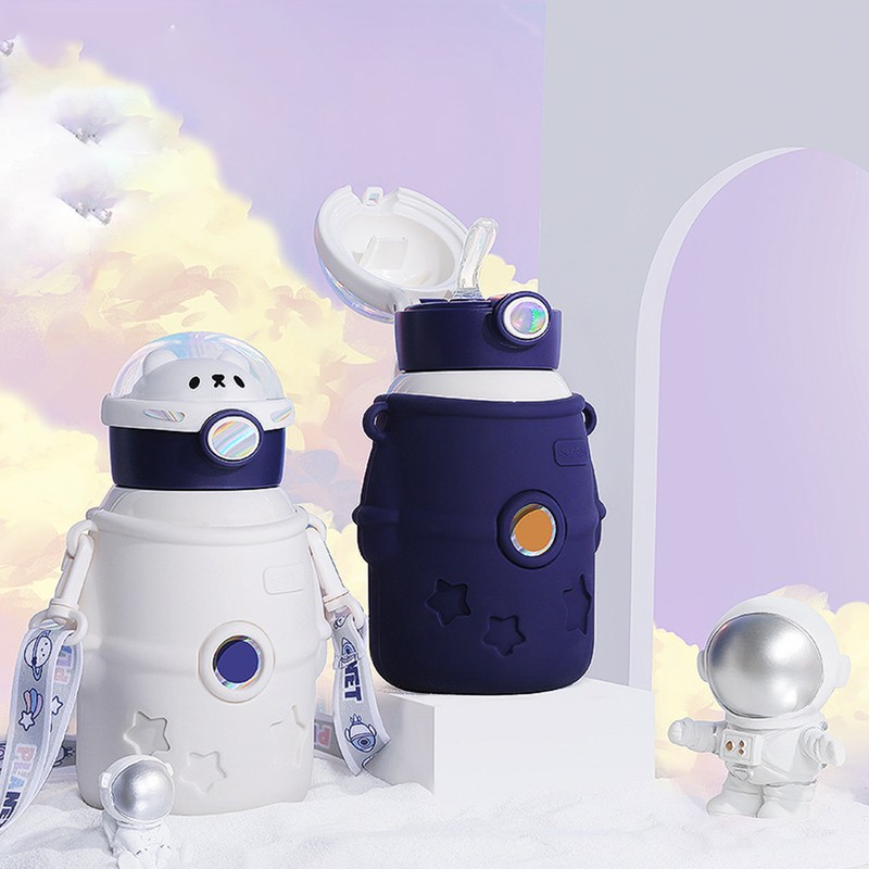 500ml Stainless Steel Vacuum Insulation Mug with Lid and Straw