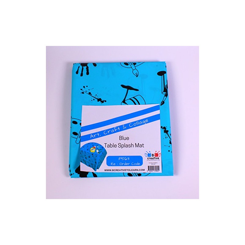 Blue Plastic Splash Mat Table Protector Paint Brush Design for