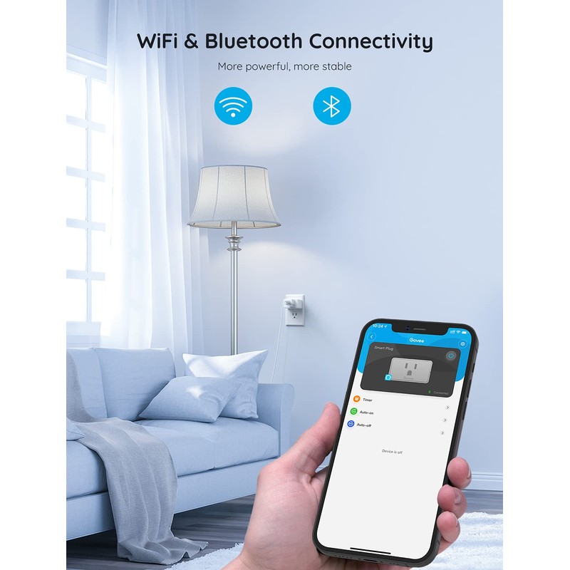 Govee Smart Plug 15A, WiFi Bluetooth Outlet 1 Pack Work