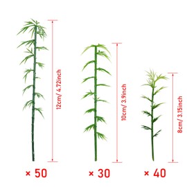 Woohome 120 PCS Model Bamboo Trees, 5 Size Green Plastic Bamboo Trees for Home Decoration, Miniature Landscape, Landform Diorama Project (2.4 inch – 5.9inch)
