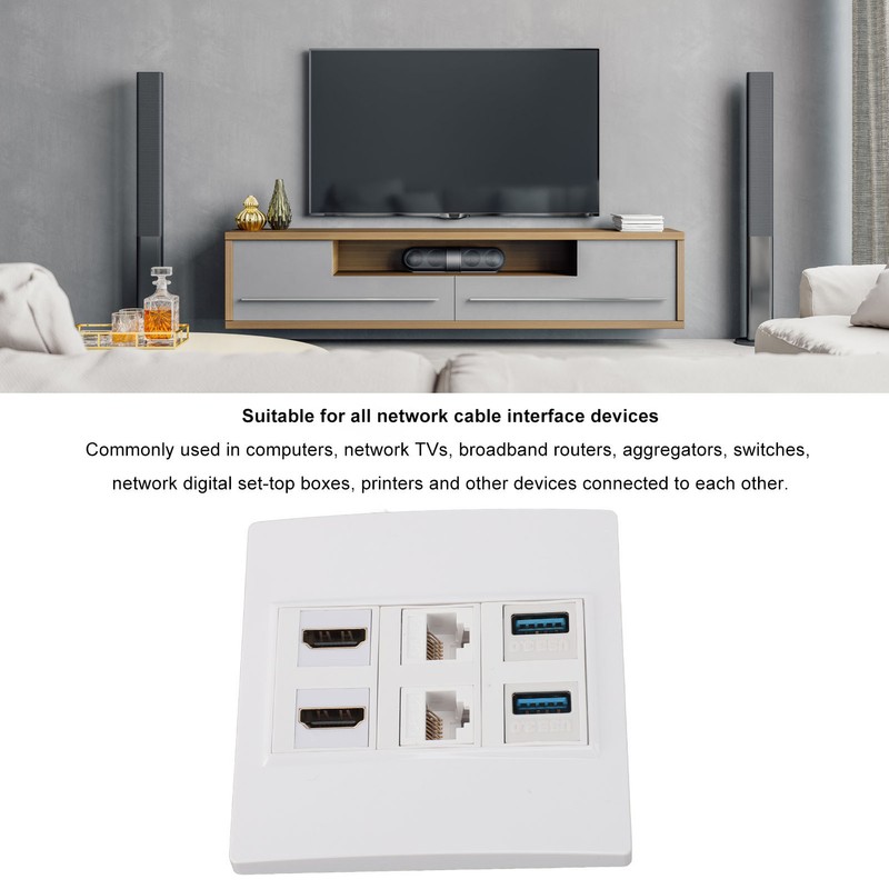 6 Port Multimedia Wall Plate 5Gbps 4K 60HZ HD Multimedia